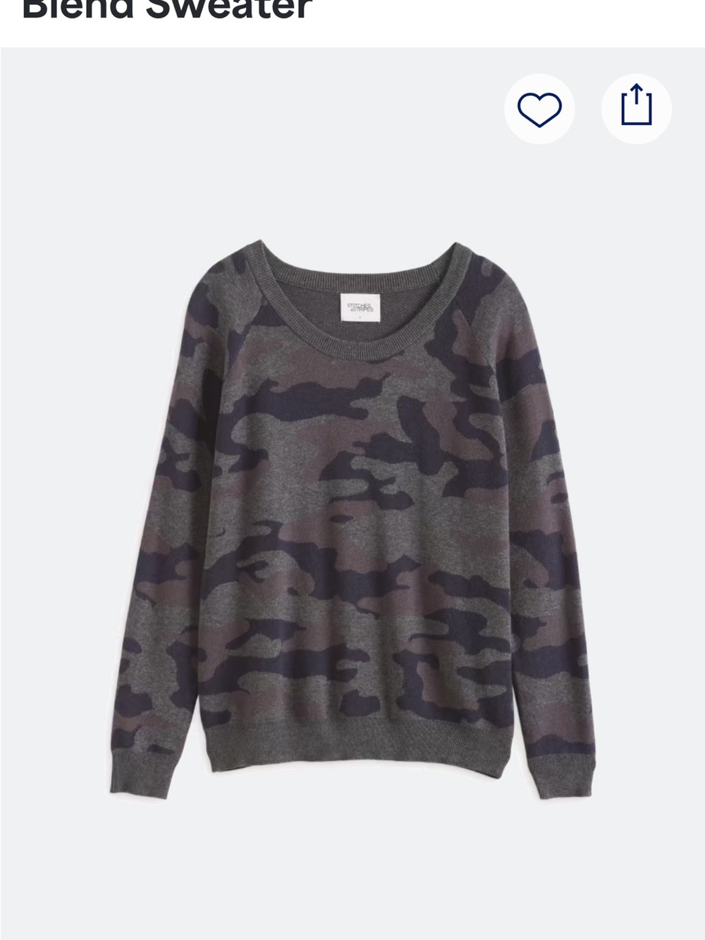STITCHES & STRIPES Wynona Scoop Neck Cotton Blend Sweater L BNWT camo print - Picture 10 of 10